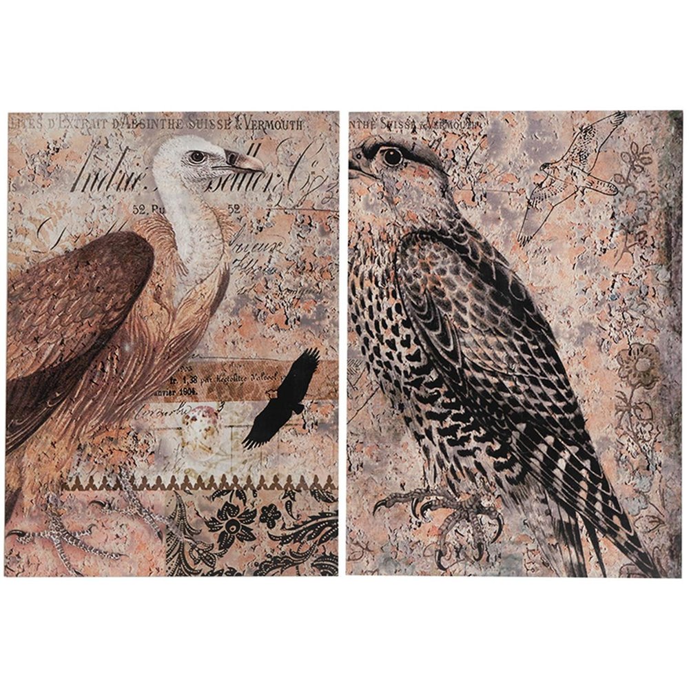 Set of Two Brown Wood Framed Art