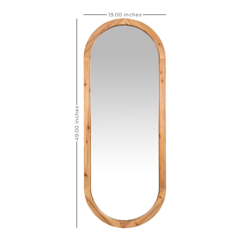 Oval Shaped Wooden Full Length Wall Mirror