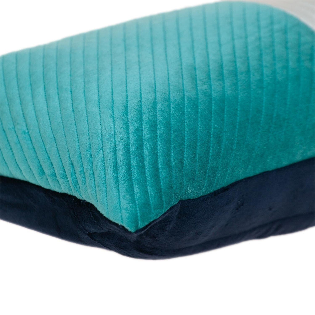12" X 24" Navy Blue Striped Velvet Throw Pillow