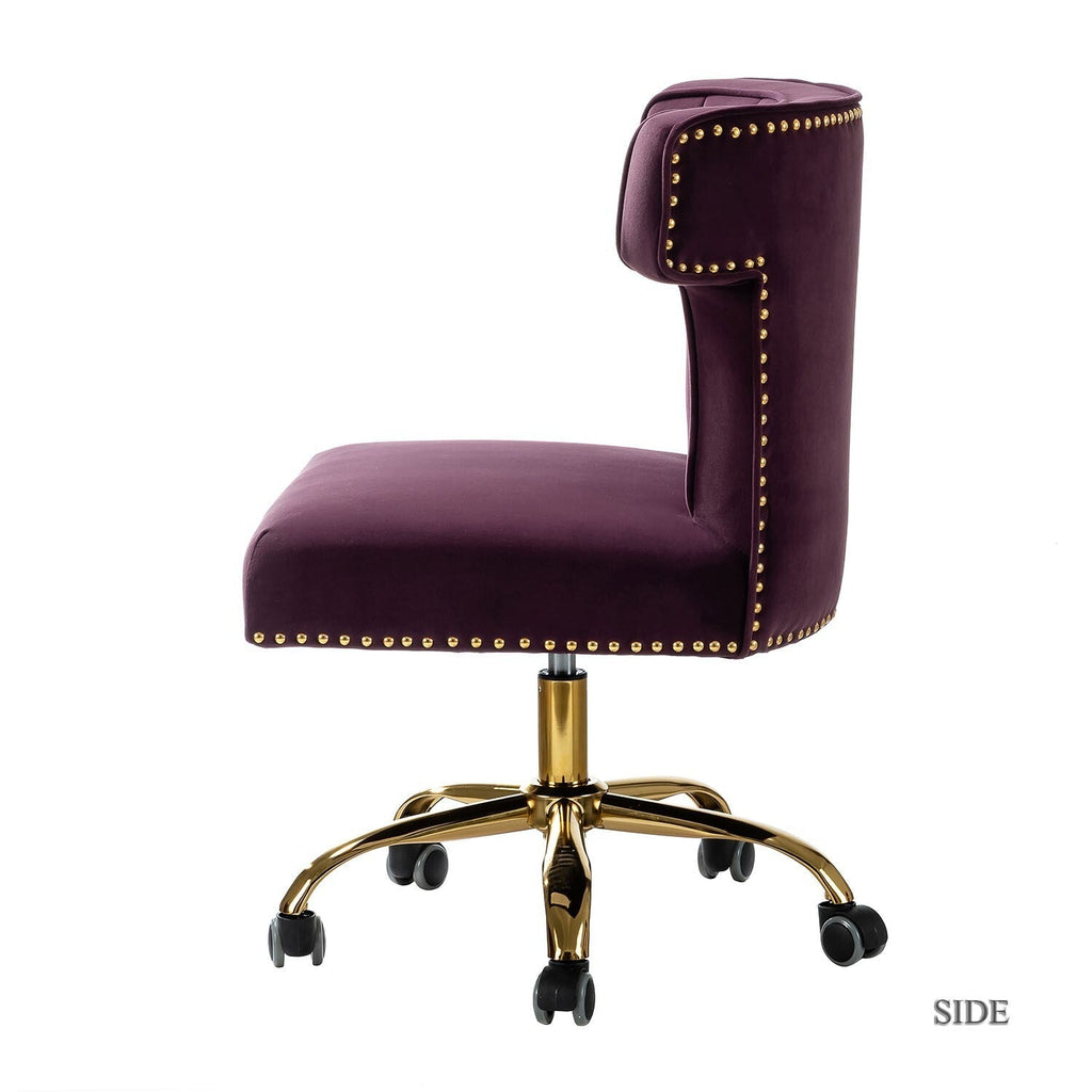 Contempo Eggplant Velvet Nailhead Office Chair