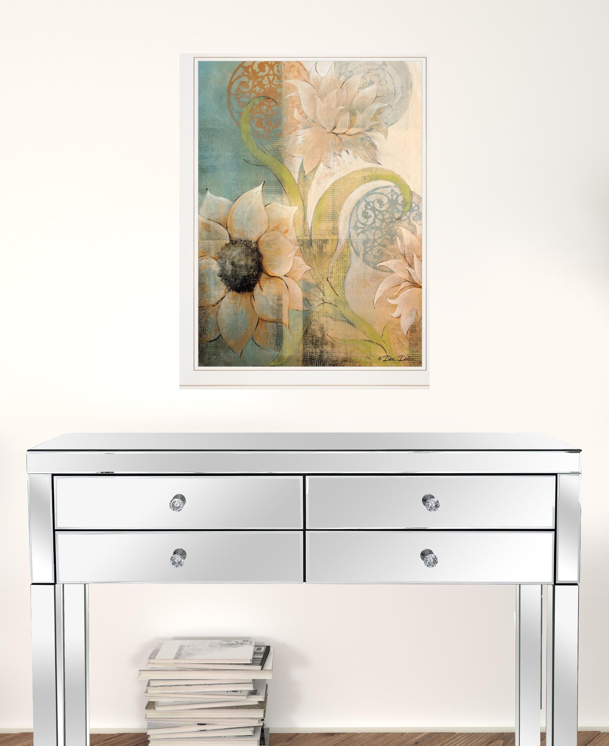 Meandering Flowers I 1 White Framed Print Wall Art