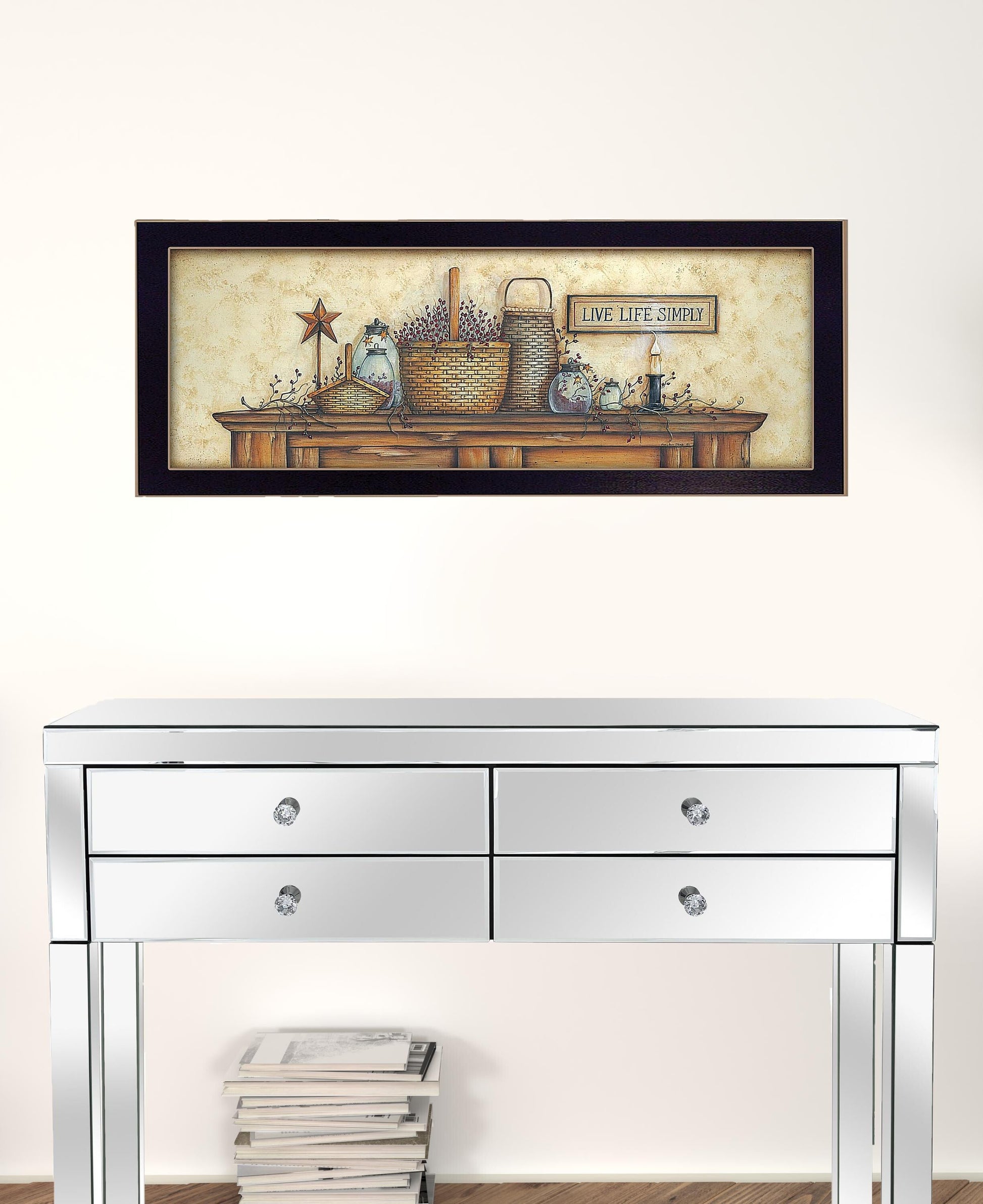 Live Life Simply Black Framed Print Wall Art