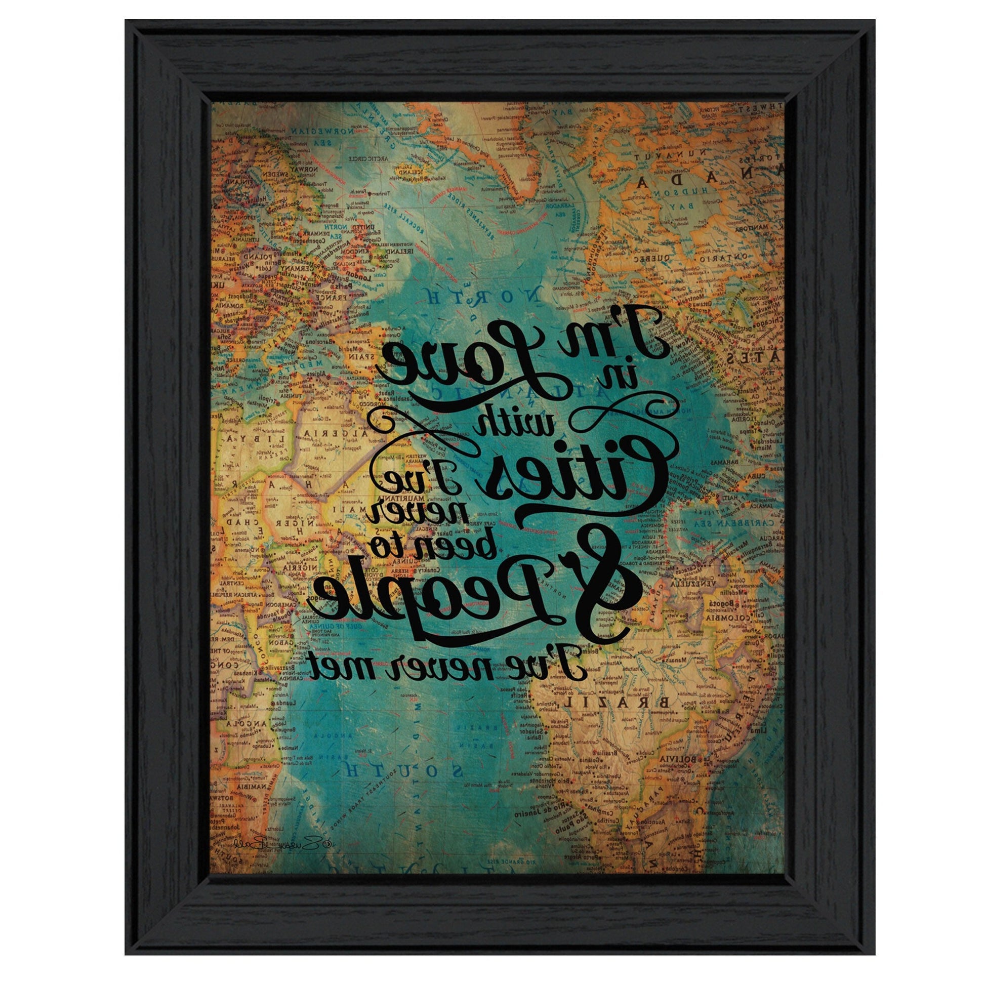 Cities and People Black Framed Print Wall Art