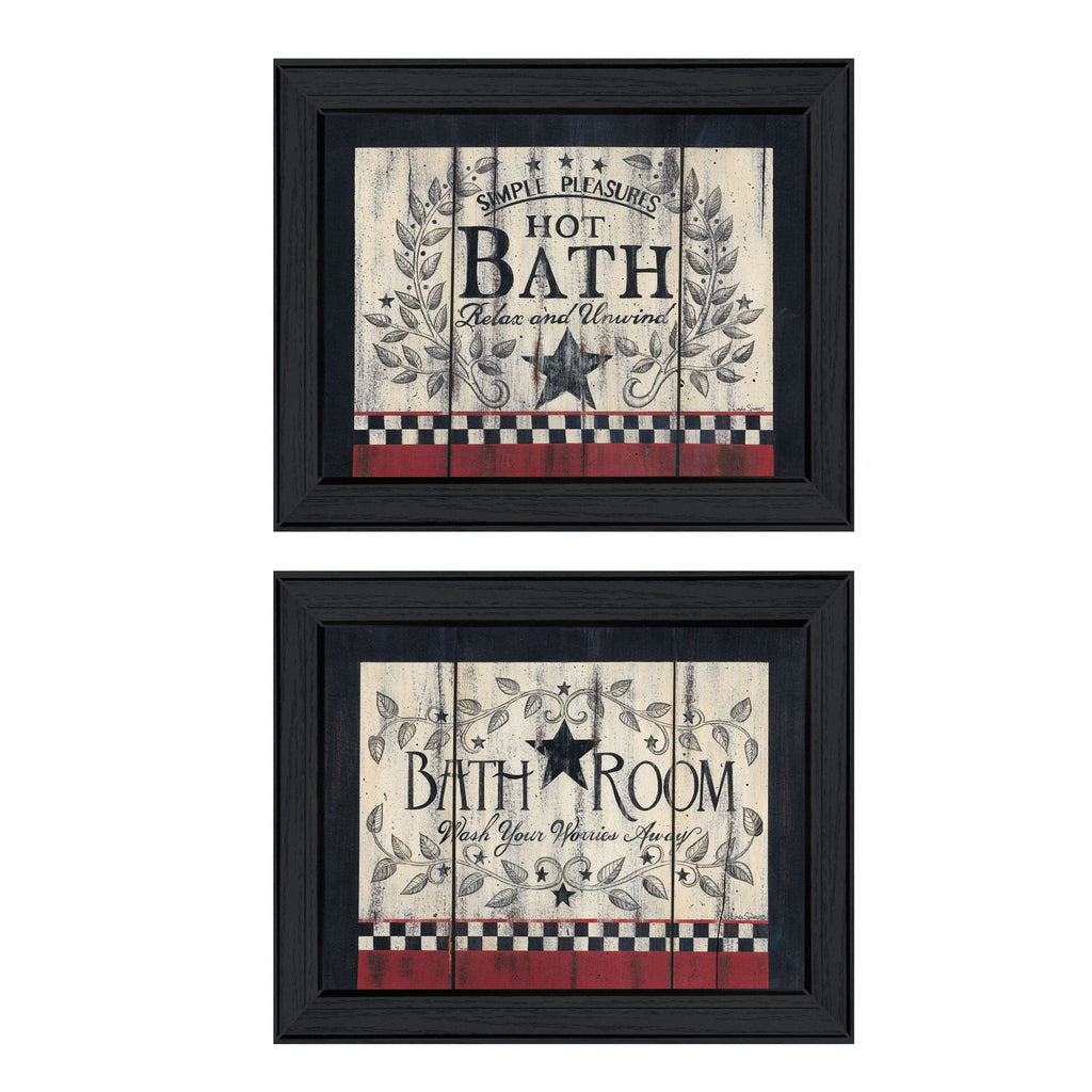 Set Of Two Hot Bath 7 Black Framed Print Bathroom Wall Art