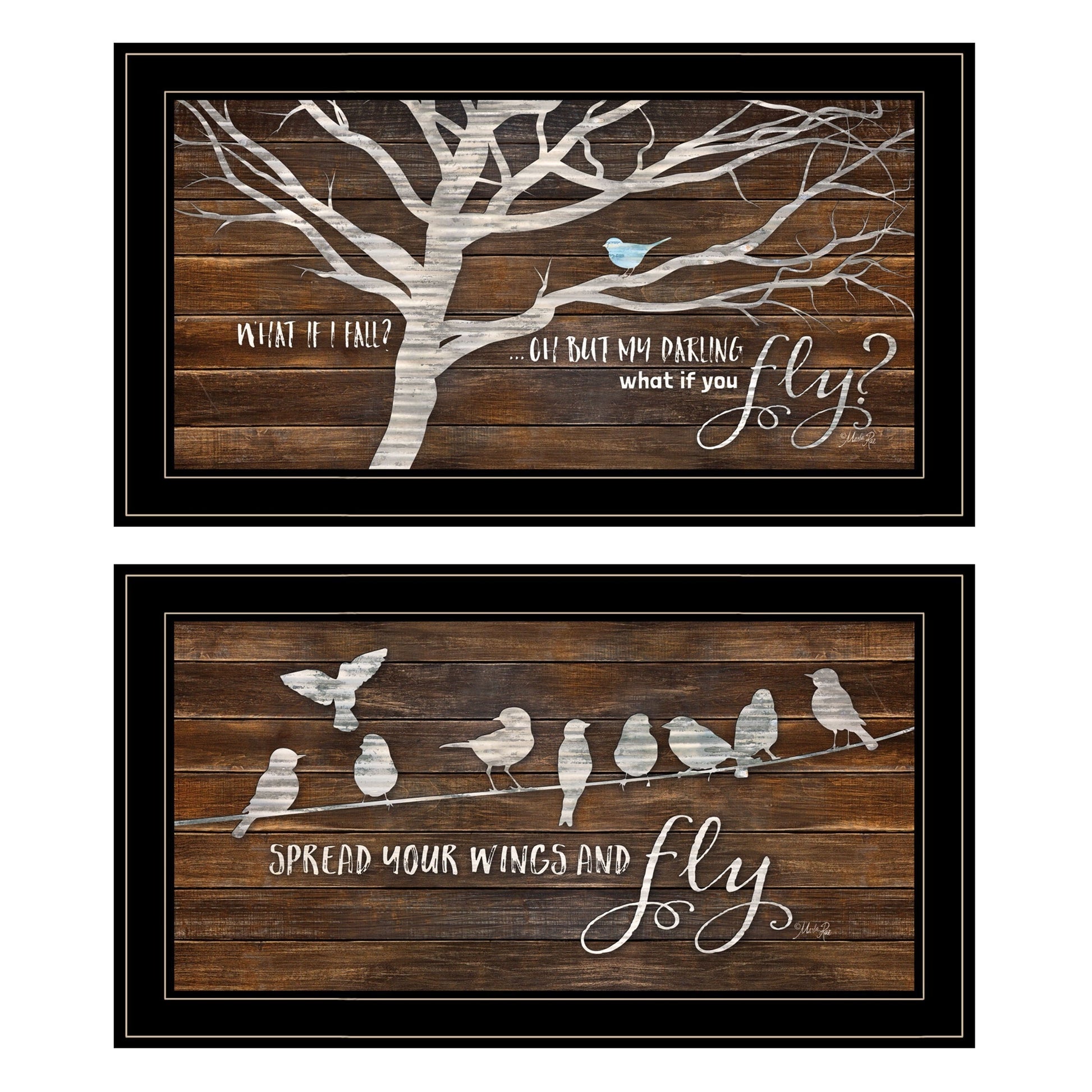 Set Of Two Spread Your Wings 2 Black Framed Print Wall Art