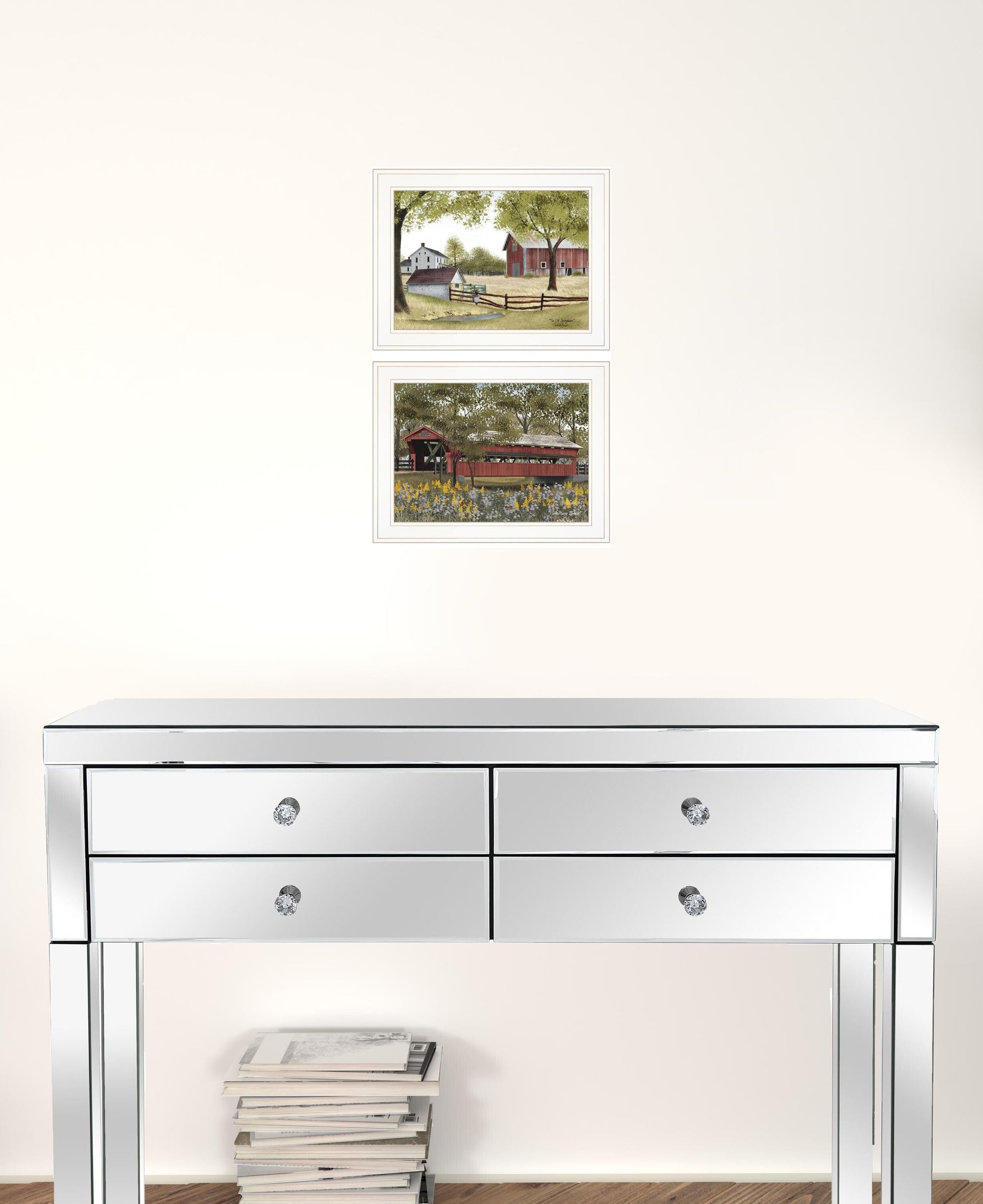 Set Of Two The Spring House 1 White Framed Print Wall Art