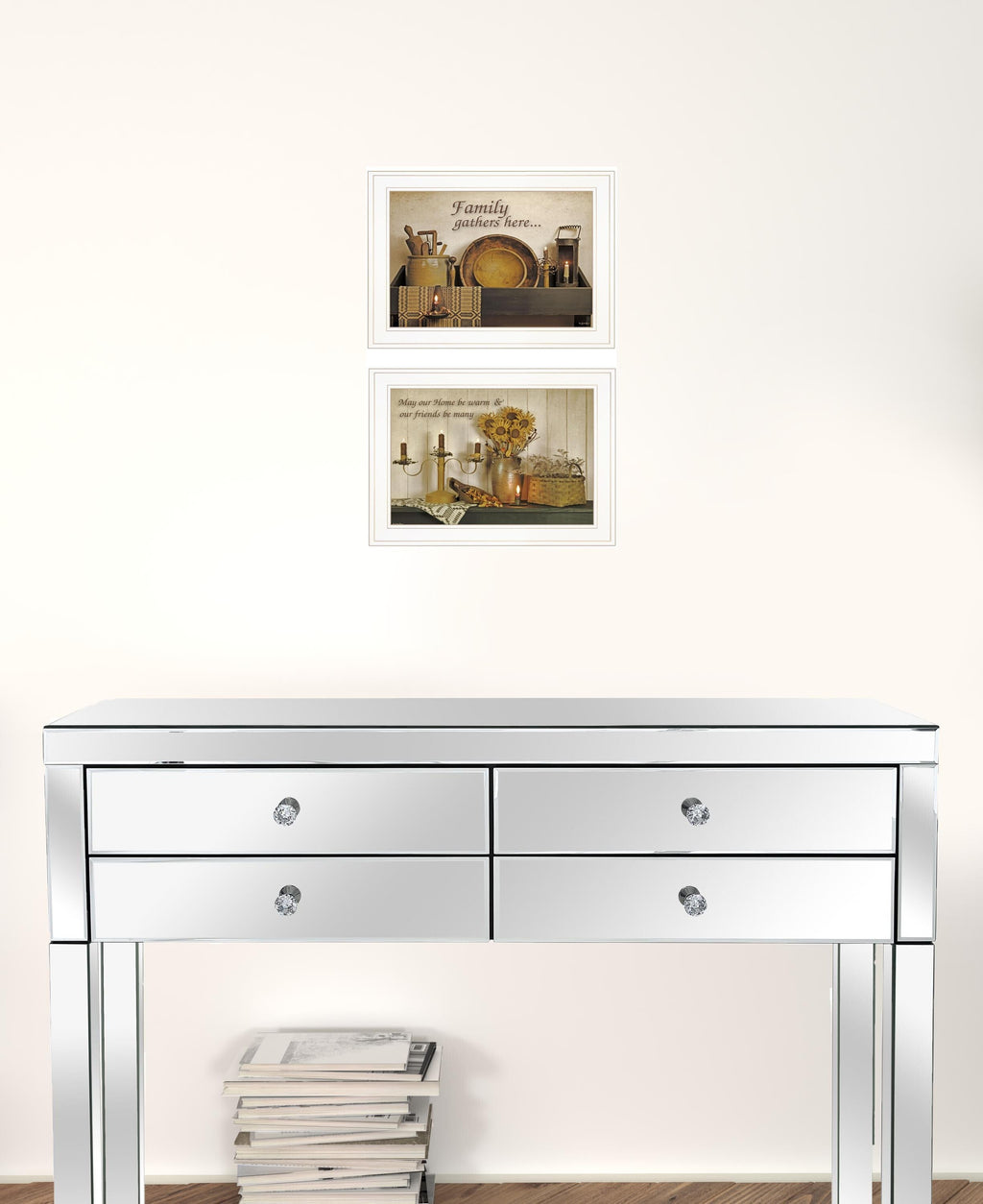 Set Of Two May Our Hearts Be Warm 1 White Framed Print Kitchen Wall Art