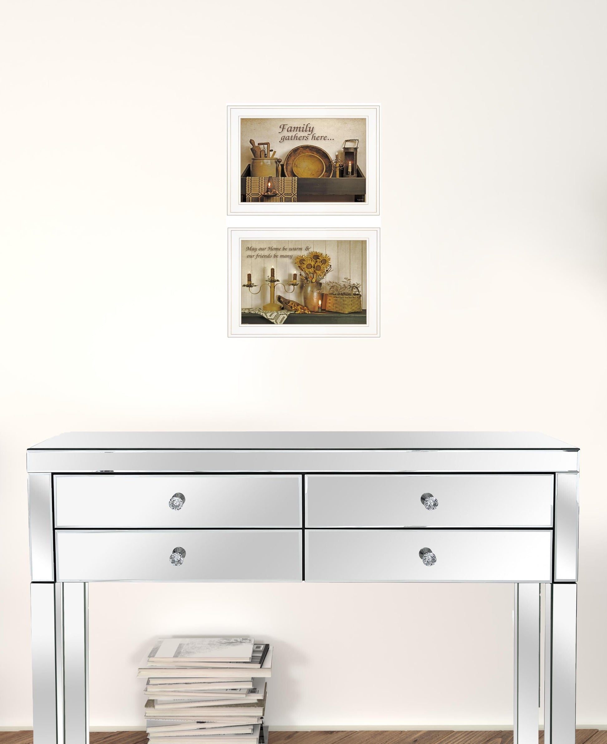 Set Of Two May Our Hearts Be Warm 1 White Framed Print Kitchen Wall Art