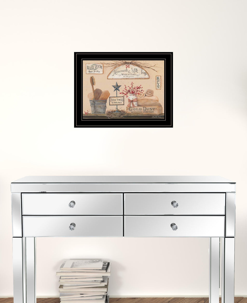 Set Of Two Wash Room 2 Black Framed Print Bathroom Wall Art
