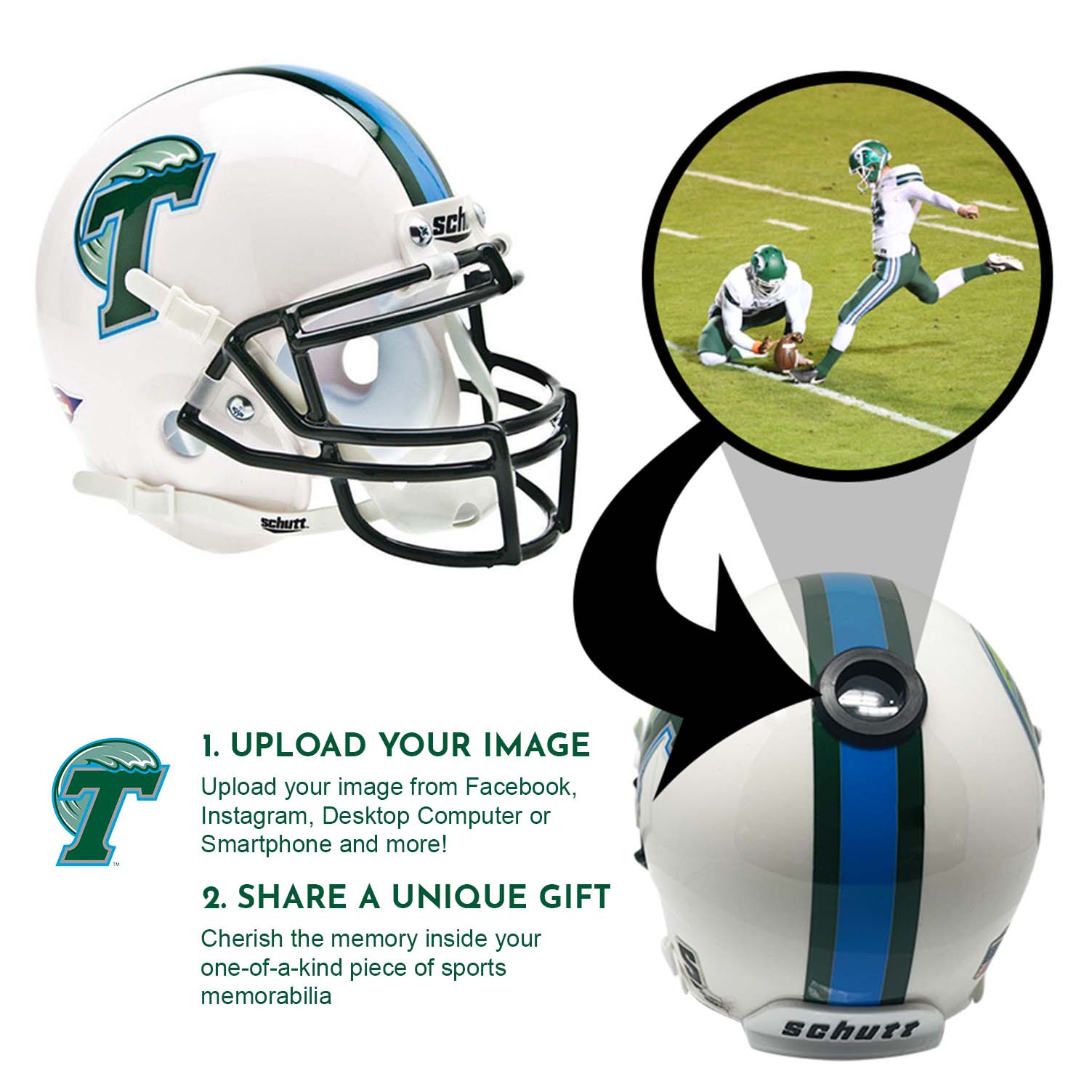 Tulane Green Wave College Football Collectible Mini Helmet - Picture Inside - FANZ Collectibles