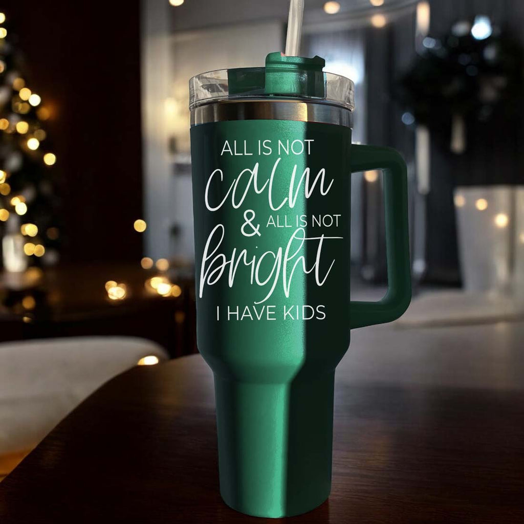 40oz Insulated Tumbler With Handle Lid And Straw Mama's Little Helper Red
