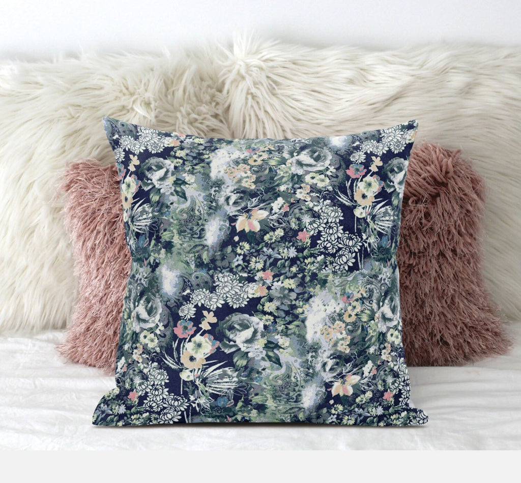 20" Gray Indigo Springtime Suede Throw Pillow