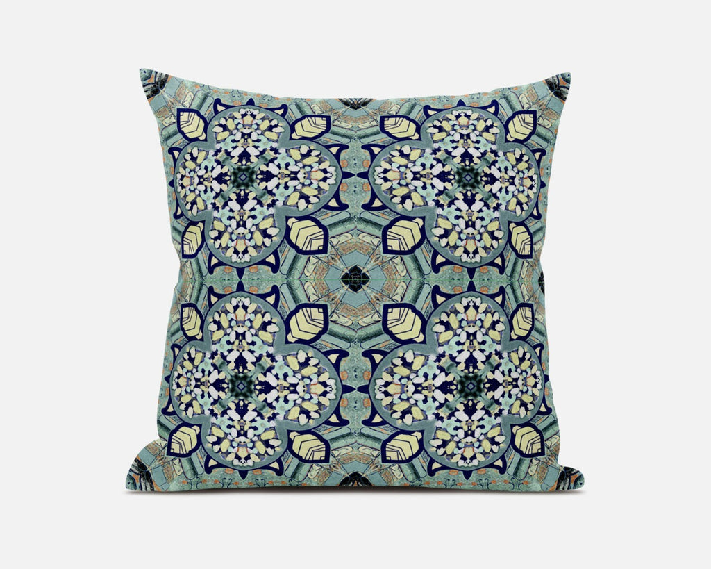 20" Green Cream Cloverleaf Boho Suede Throw Pillow
