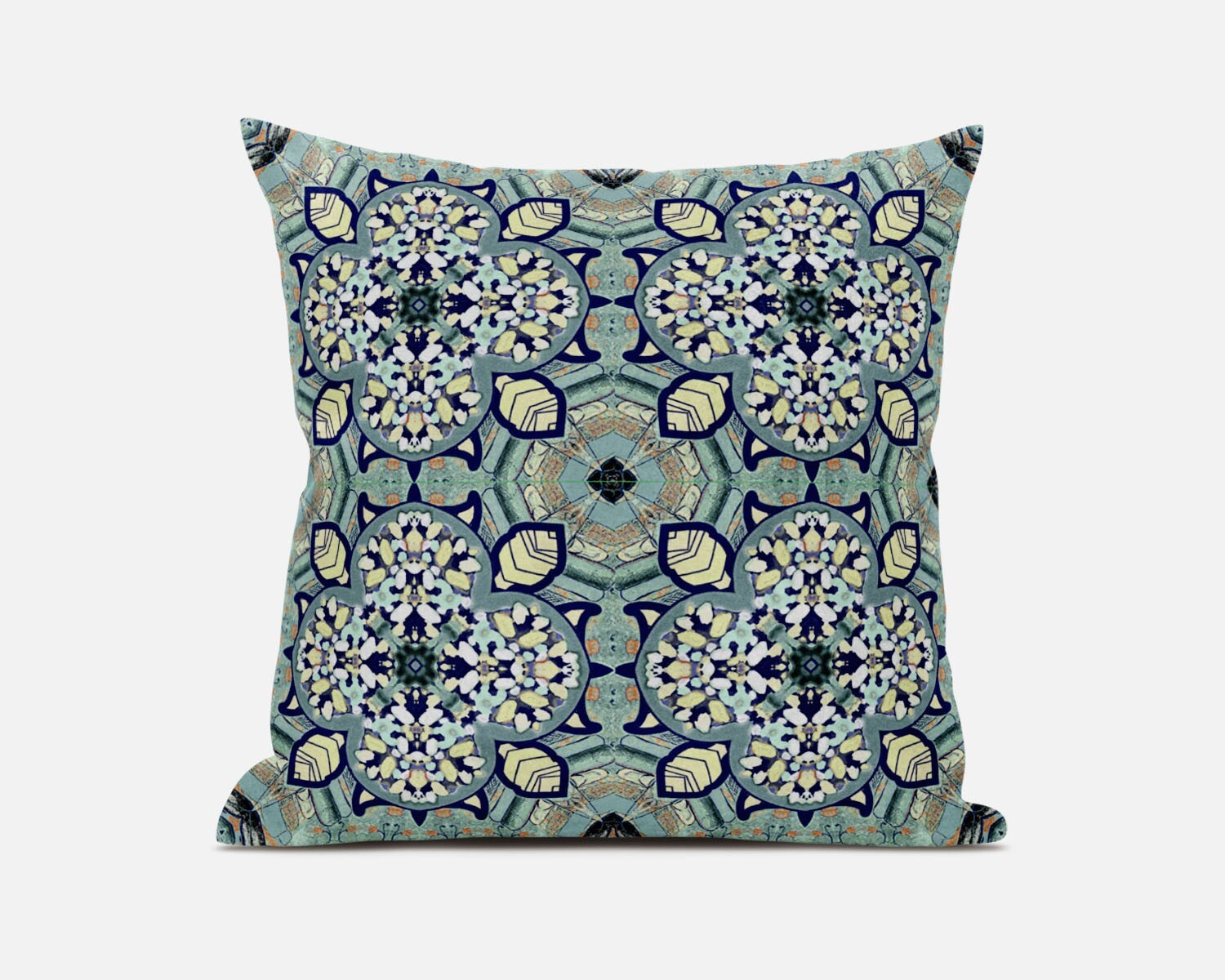 20" Green Cream Cloverleaf Boho Suede Throw Pillow