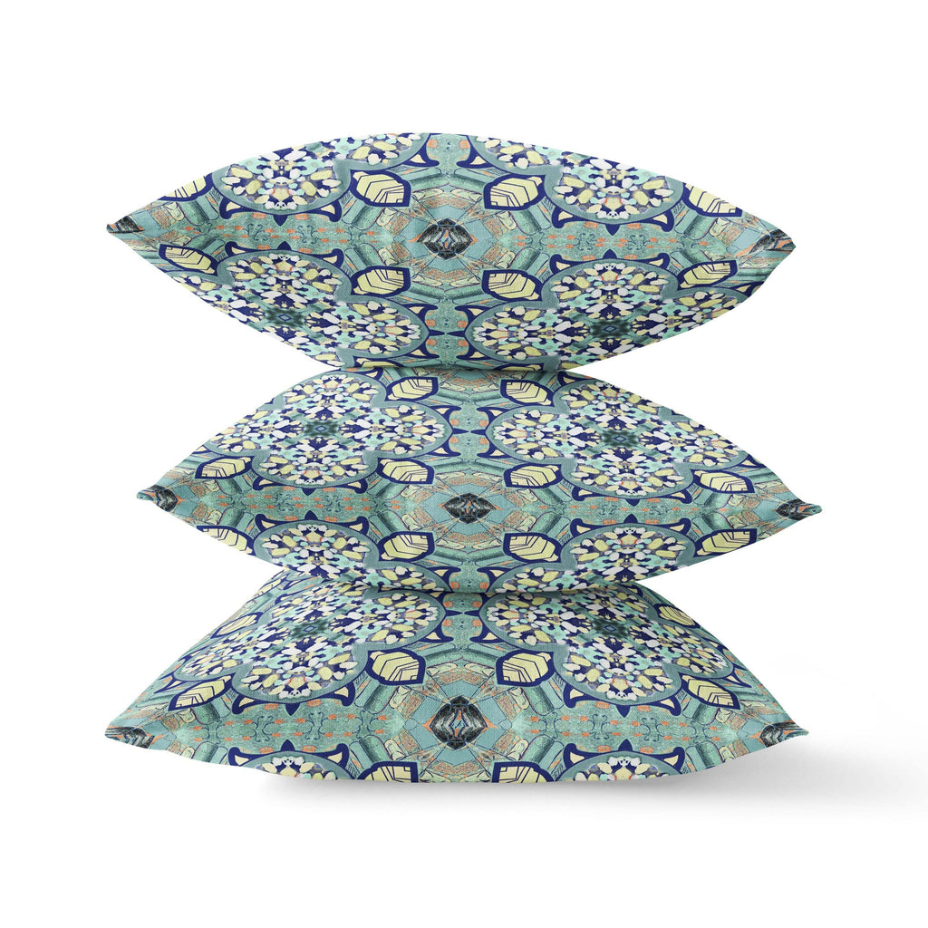 20" Green Cream Cloverleaf Boho Suede Throw Pillow