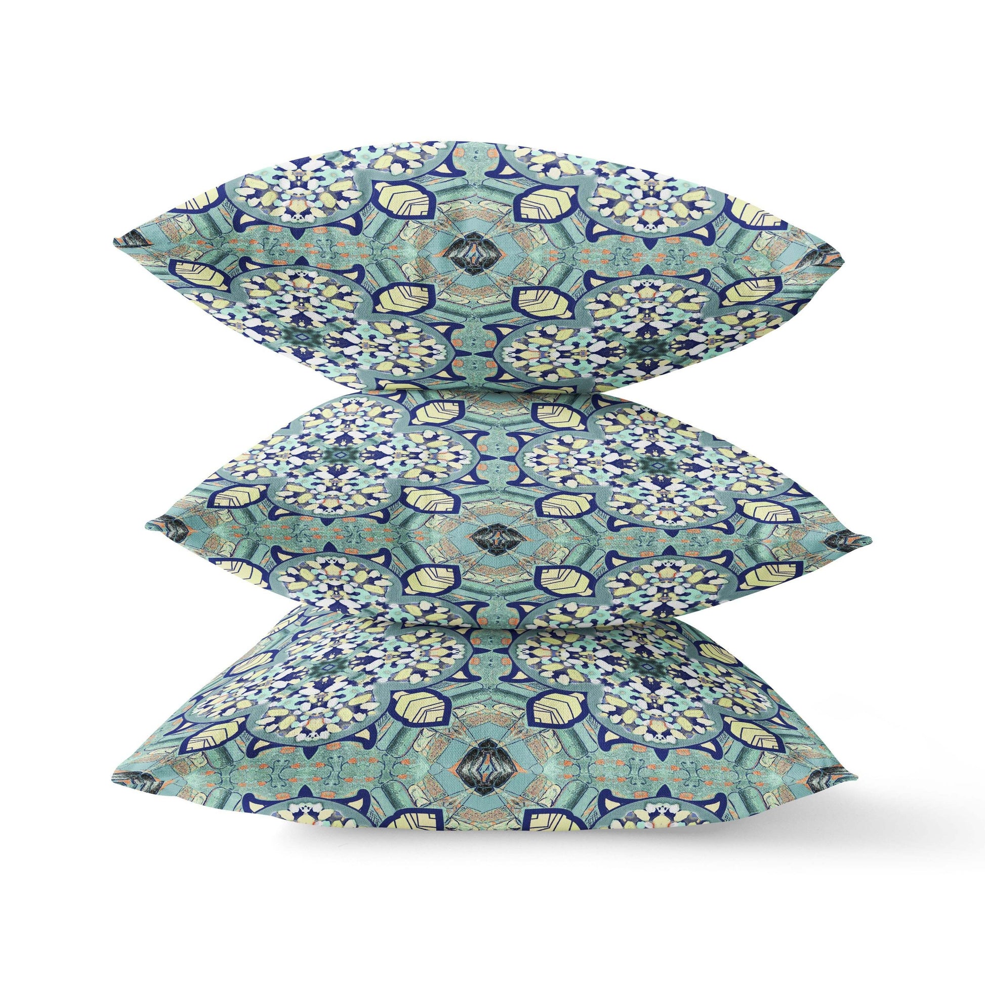 20" Green Cream Cloverleaf Boho Suede Throw Pillow