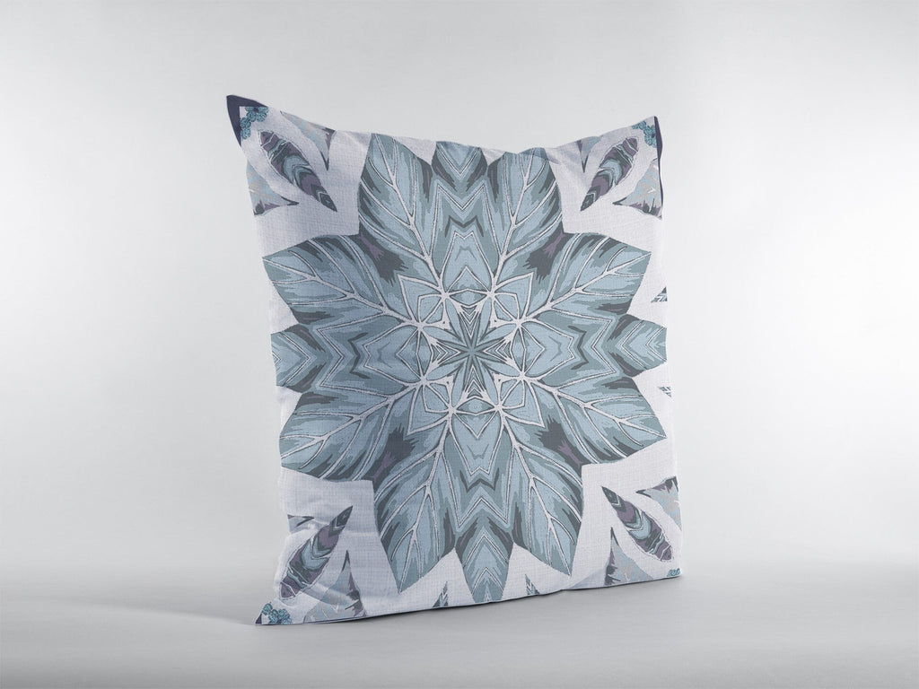 20" Blue Floral Forest Indoor Outdoor Throw Pillow