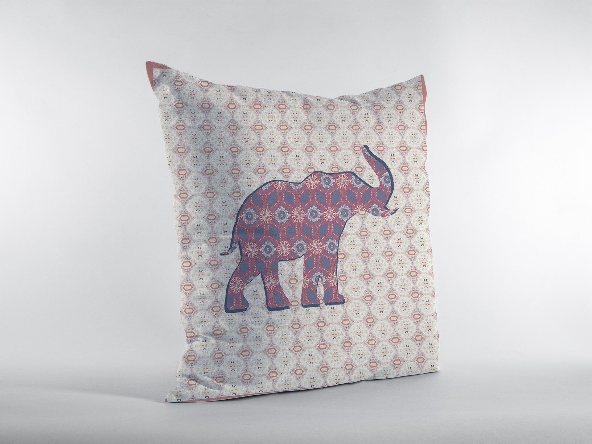 20" Magenta Elephant Decorative Suede Throw Pillow