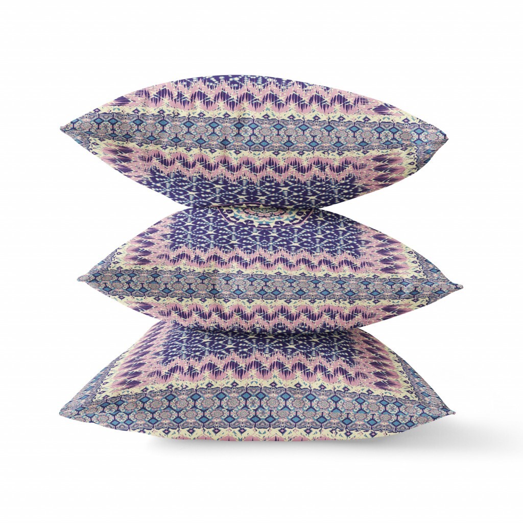 20" Pink Indigo Holy Floral Indoor Outdoor Throw Pillow