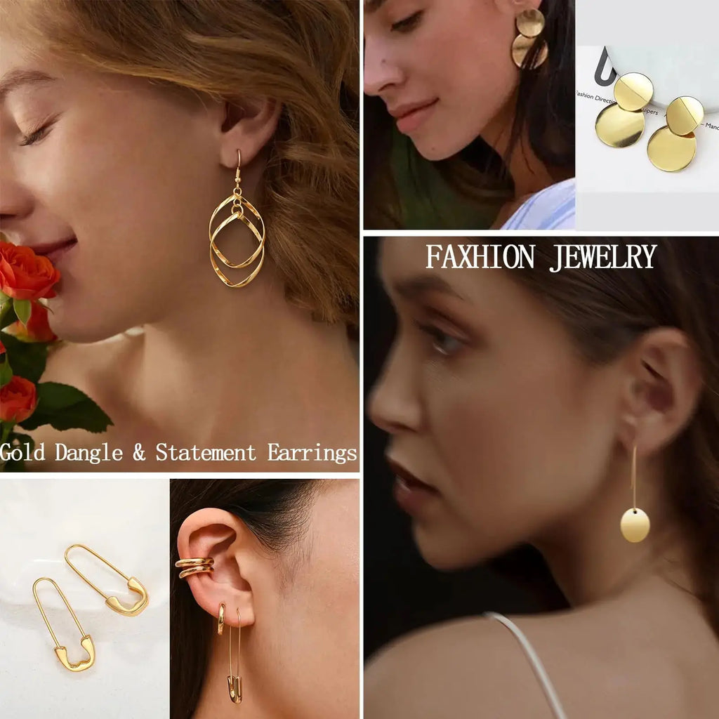 42 Pairs Gold Hoop Earrings Set for Women, Fashion Chunky Pearl Earrings Multipack