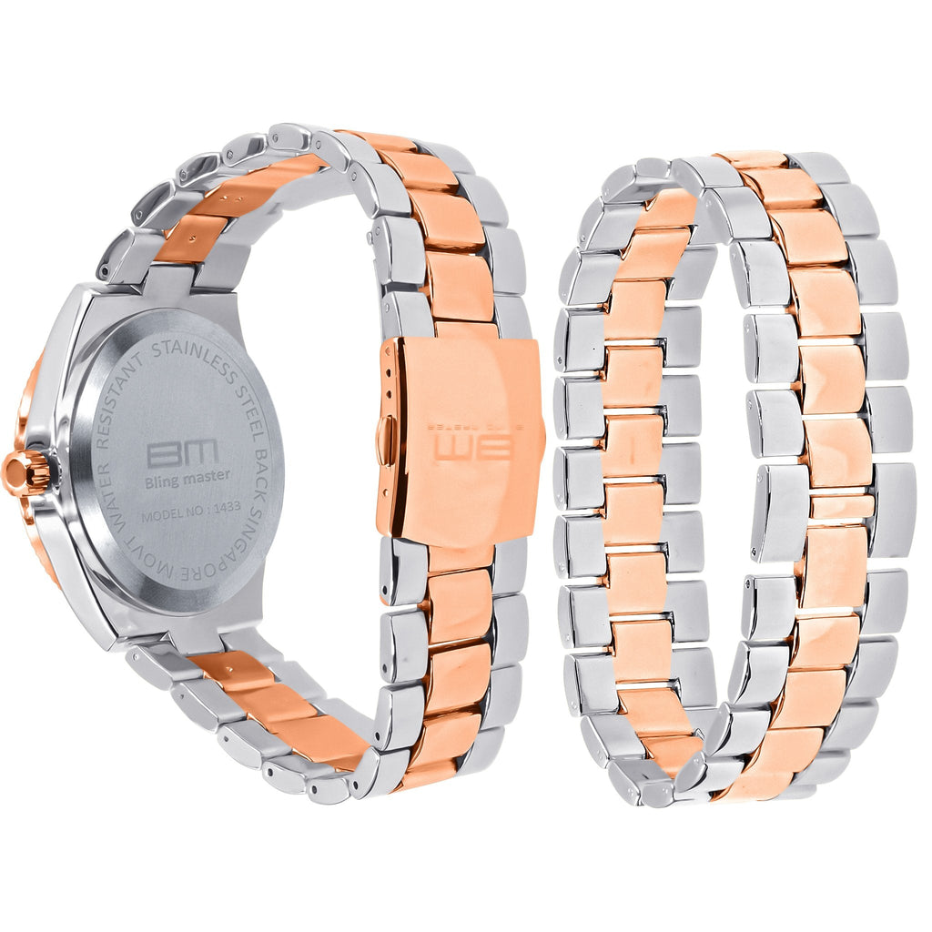 42mm CZ Stainless Steel Bling Watch For Men Women Dress