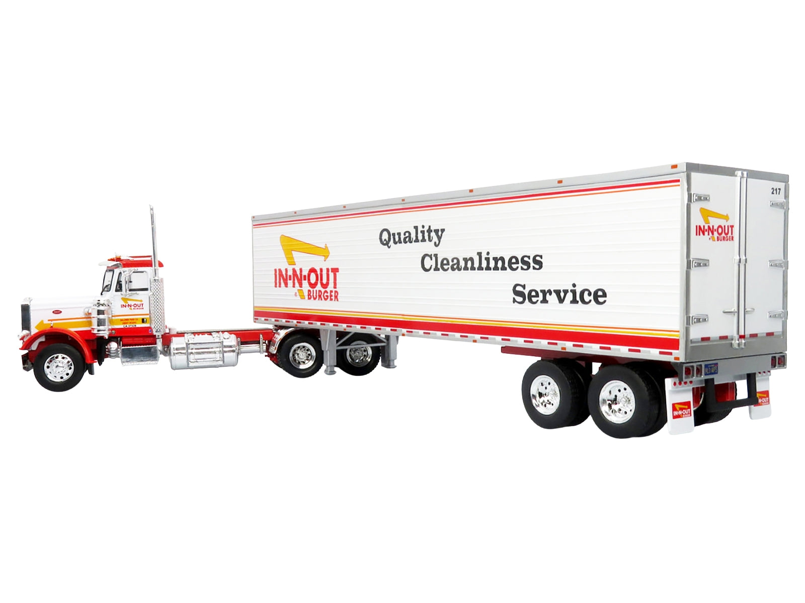 1973 Peterbilt 359 Truck with Refrigerated Trailer "In-N-Out Burger" White and Red "North American Vintage Truck Collection" 1/43 Diecast Model by Iconic Replicas