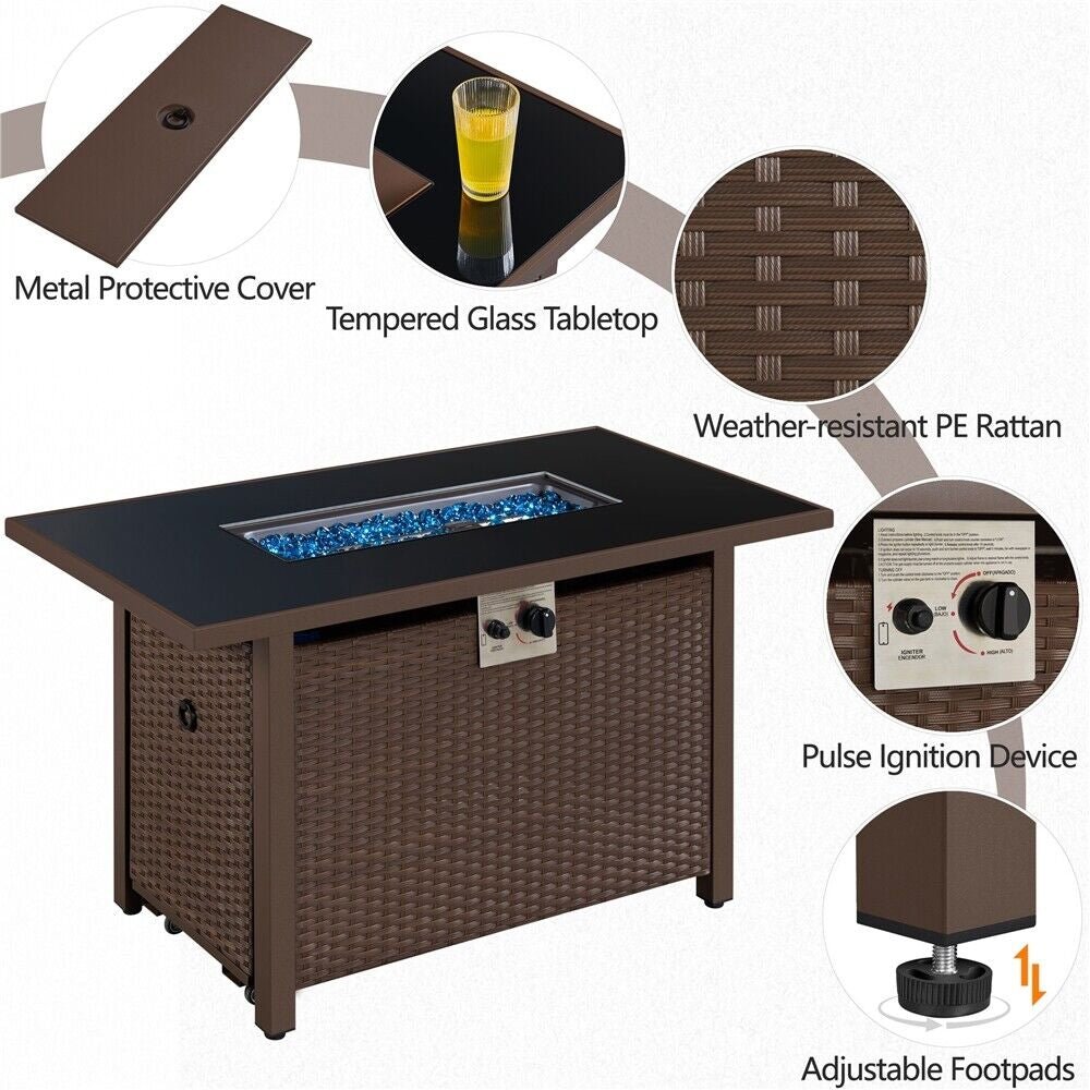 Alora 43-Inch 50K BTU Outdoor Patio Propane Gas Fire Pit Table (SAK18745)