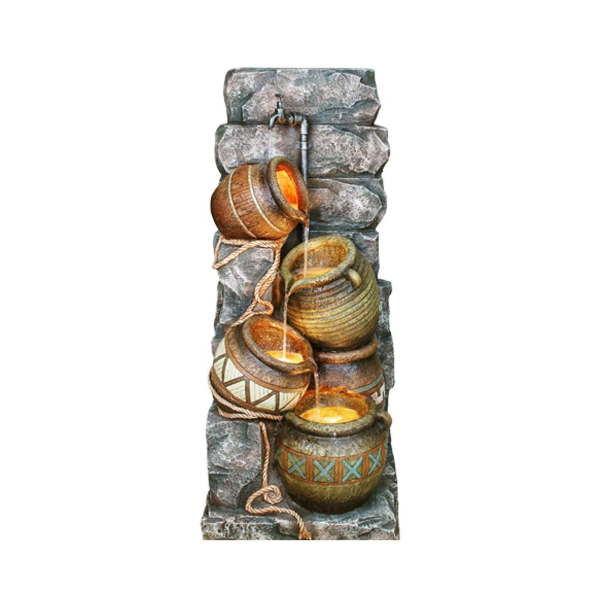 Alora 43-Inch Tall Outdoor Polyresin Potter Pitcher Fountain With LED Lights (SAK72143)