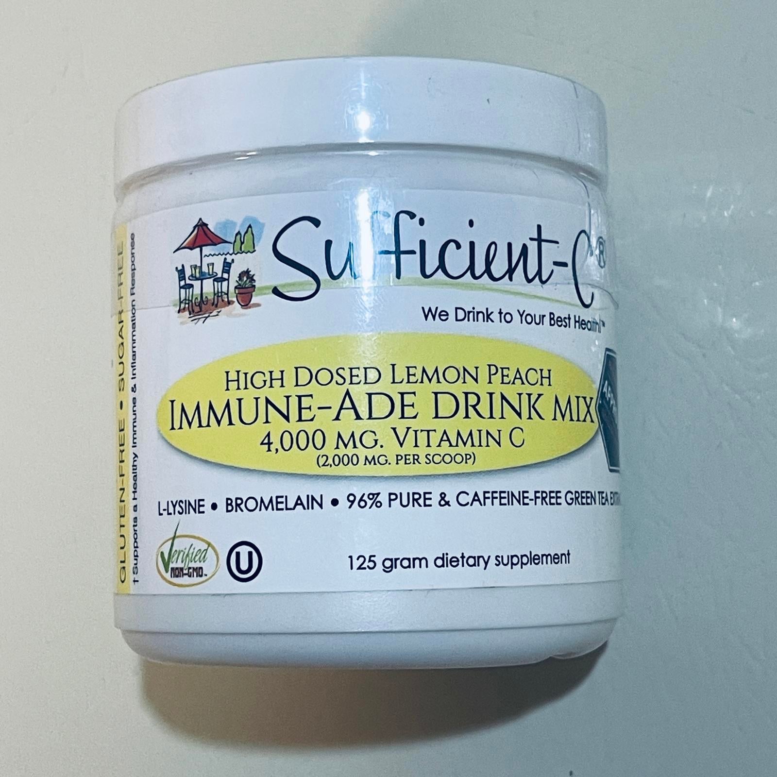 Sufficient-C Lemon Peach Immune-Ade Drink Mix 125g