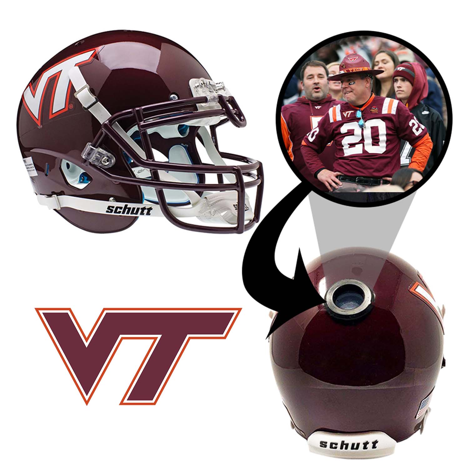 Virginia Tech Hokies College Football Collectible Mini Helmet - Picture Inside - FANZ Collectibles