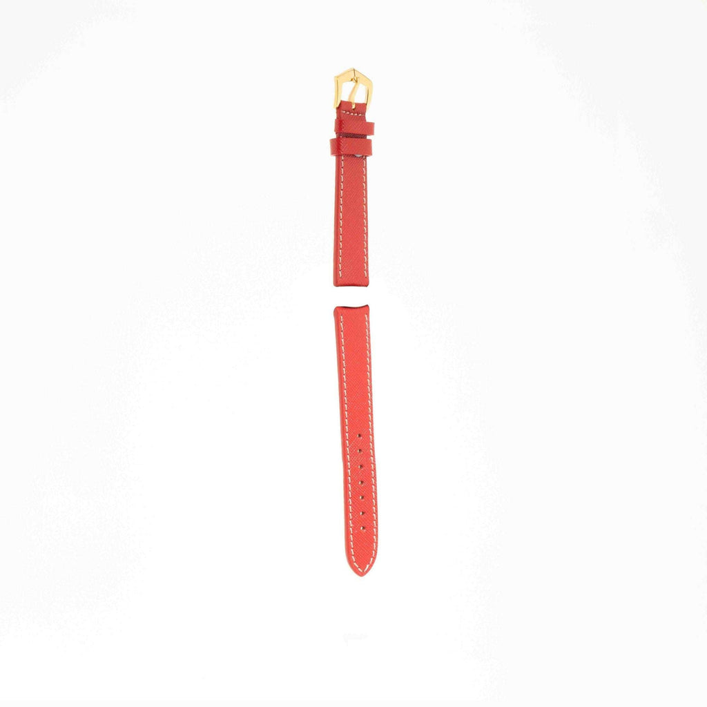 Red Hammered Calfskin Ecru Stitches Watch strap