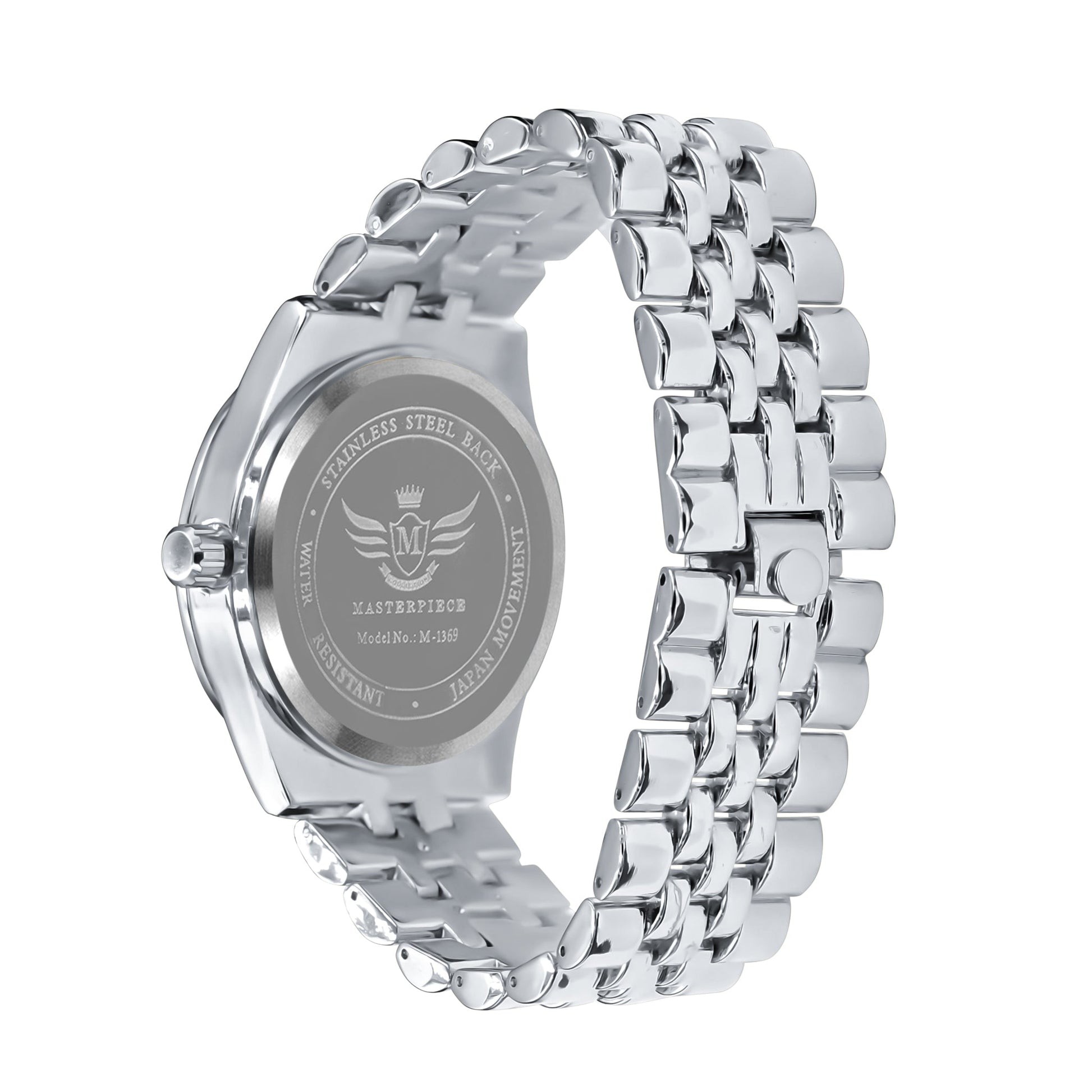 43mm CZ Alloy Iced Out Hip Hop Bling Watch Silver Mens