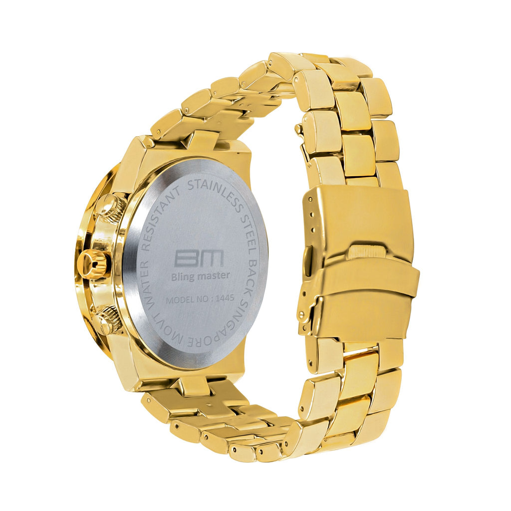 44mm Cz Iced Out Hip Hop Alloy Link Bracelet Watch Style