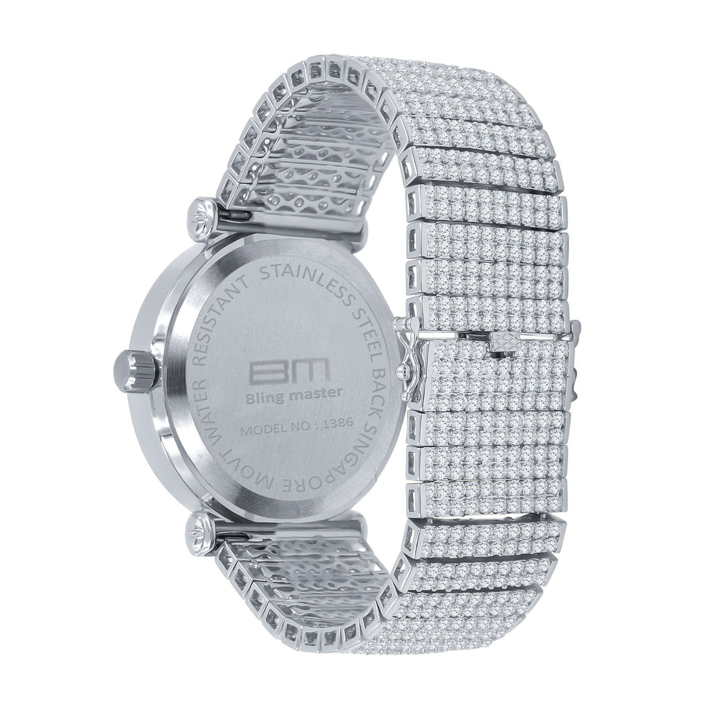 44mm CZ Iced Out Alloy Watch Baguette Pave Sparkle Style
