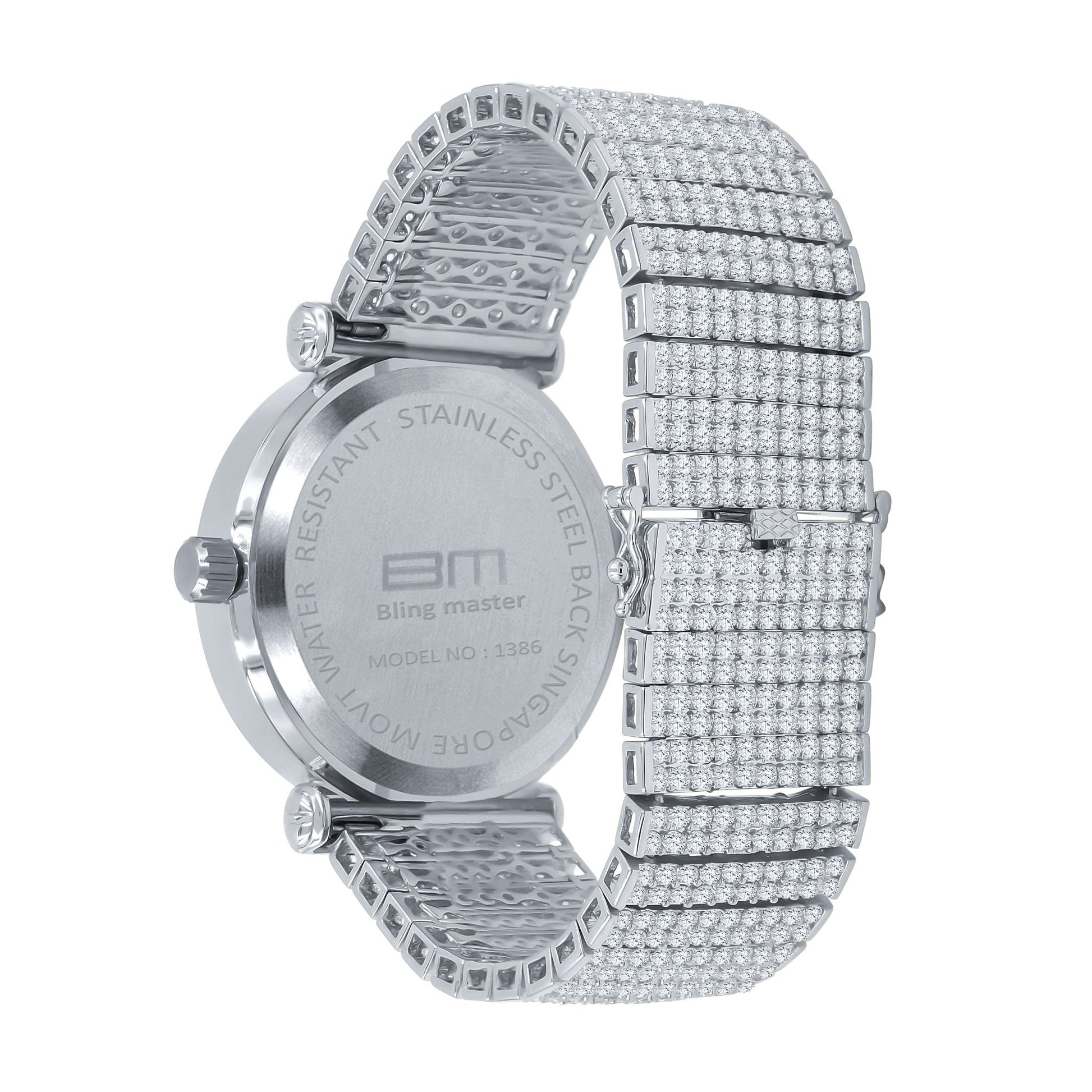 44mm CZ Iced Out Alloy Watch Baguette Pave Sparkle Style