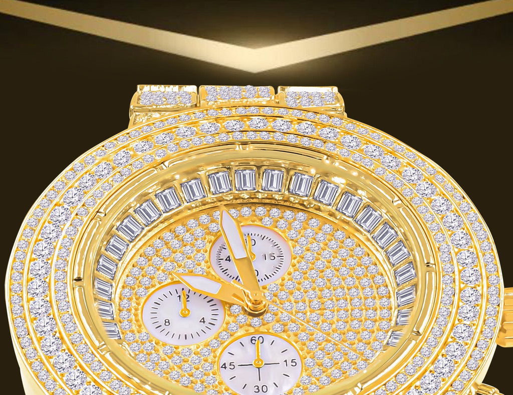 44mm Cz Iced Out Hip Hop Alloy Link Bracelet Watch Style