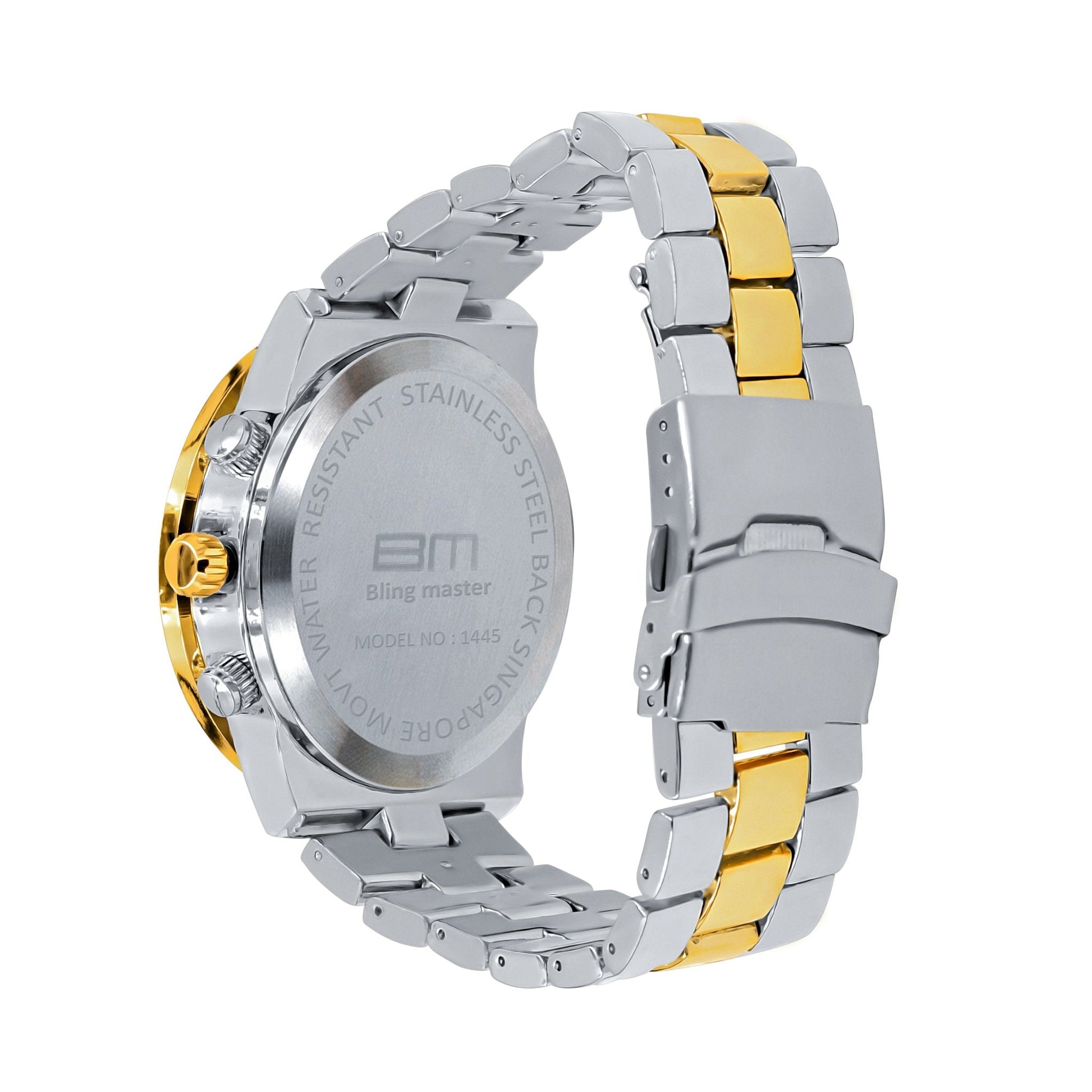 44mm CZ Iced Out Hip Hop Bling Watch Gold Silver Men