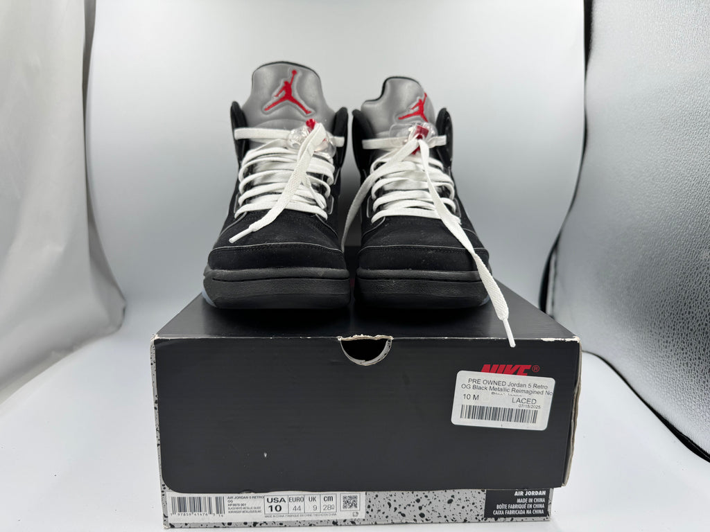 PRE OWNED Jordan 5 Retro OG Black Metallic Reimagined No Black laces