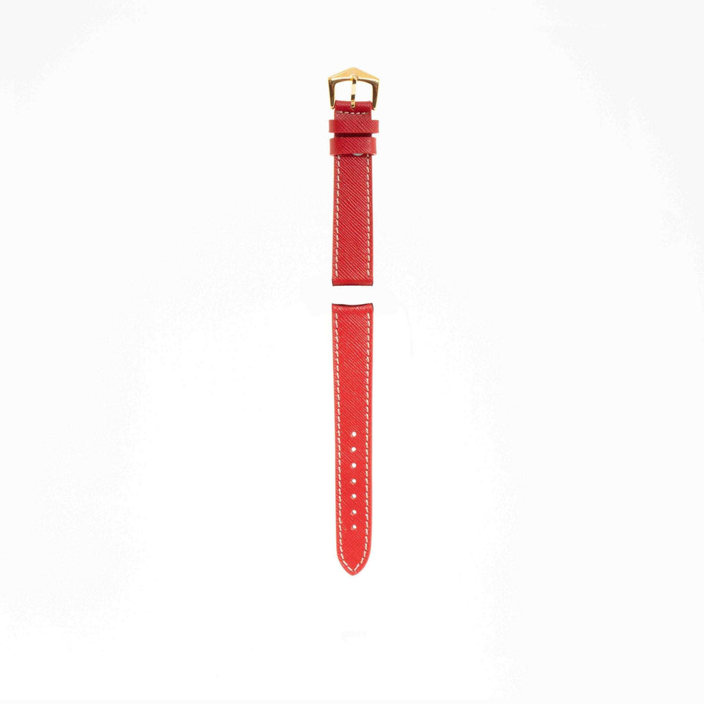 Red Hammered Calfskin Ecru Stitches Watch strap