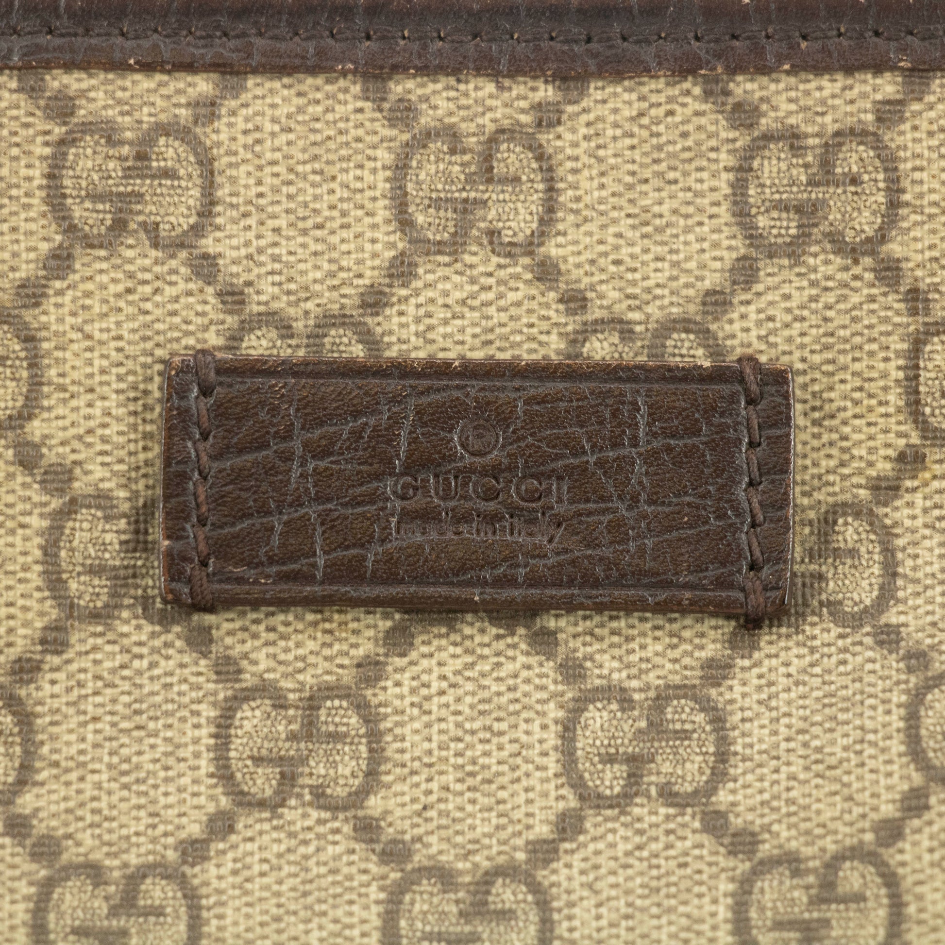 Gucci GG Canvas Coated Supreme Beige x Brown Leather Shoulder Bag #4675