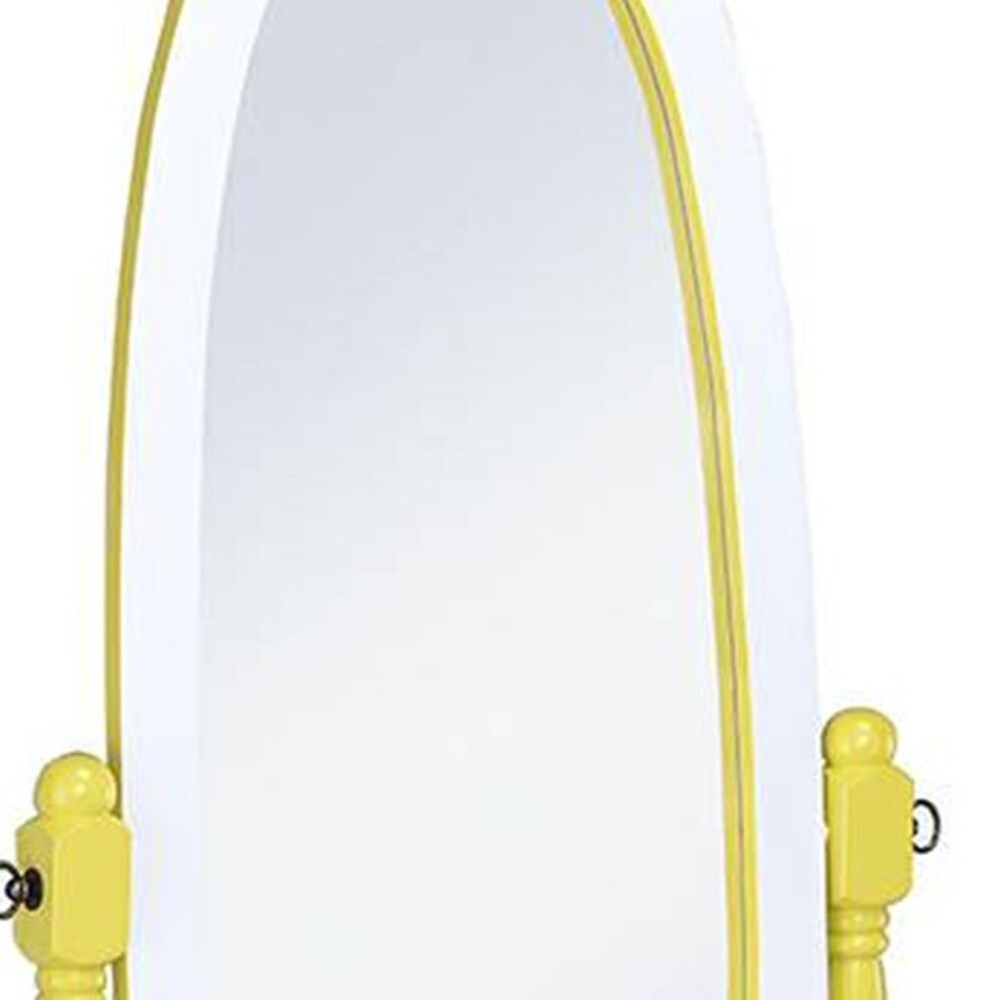 Yellow Oval Cheval Standing Solid Wood Mirror
