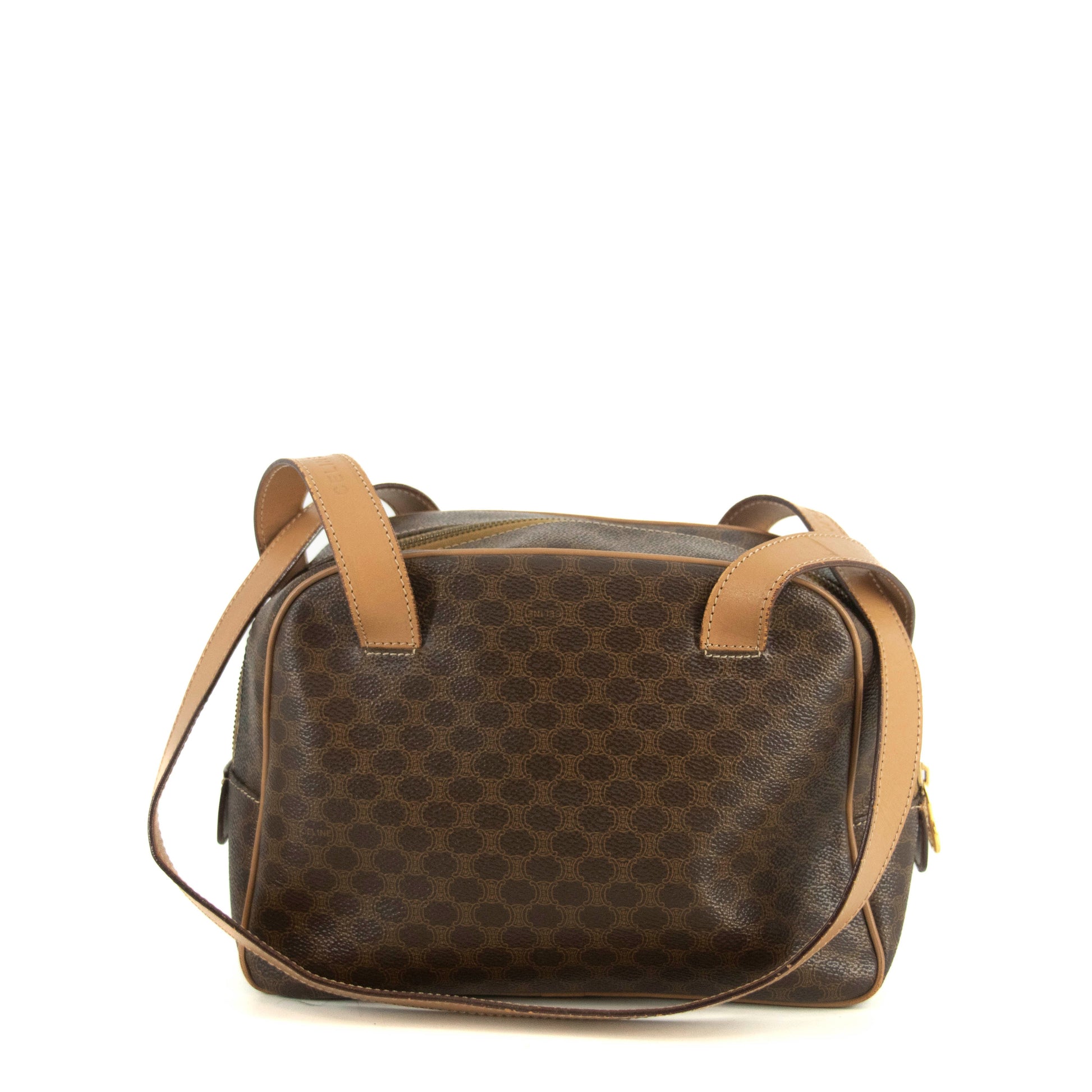 Celine Macadam Brown PVC x Leather Shoulder Bag #4686