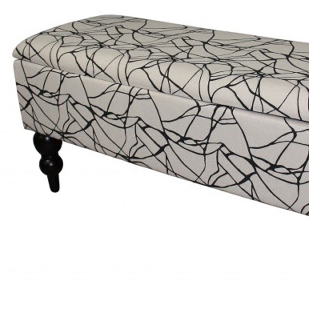 Modern Tailored Black and White Abstract Storage Bench