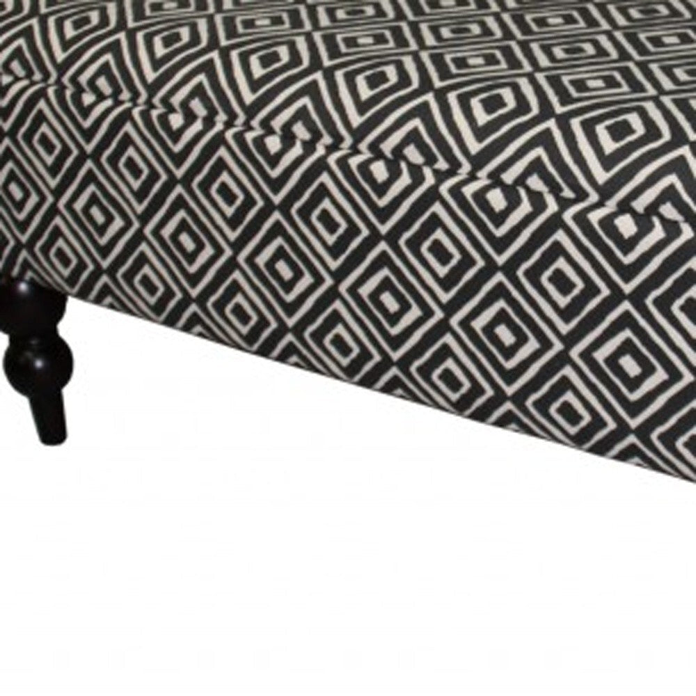 Modern Tailored Charcoal and White Geometric Storage Bench