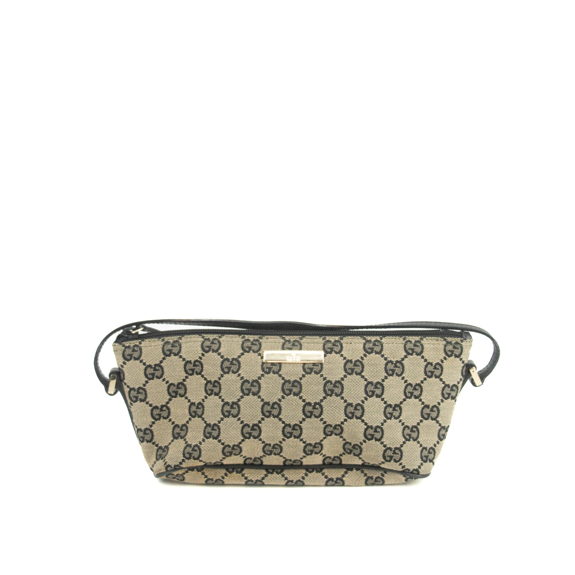Gucci GG Canvas Black Beige x Black Pochette Bag #4695