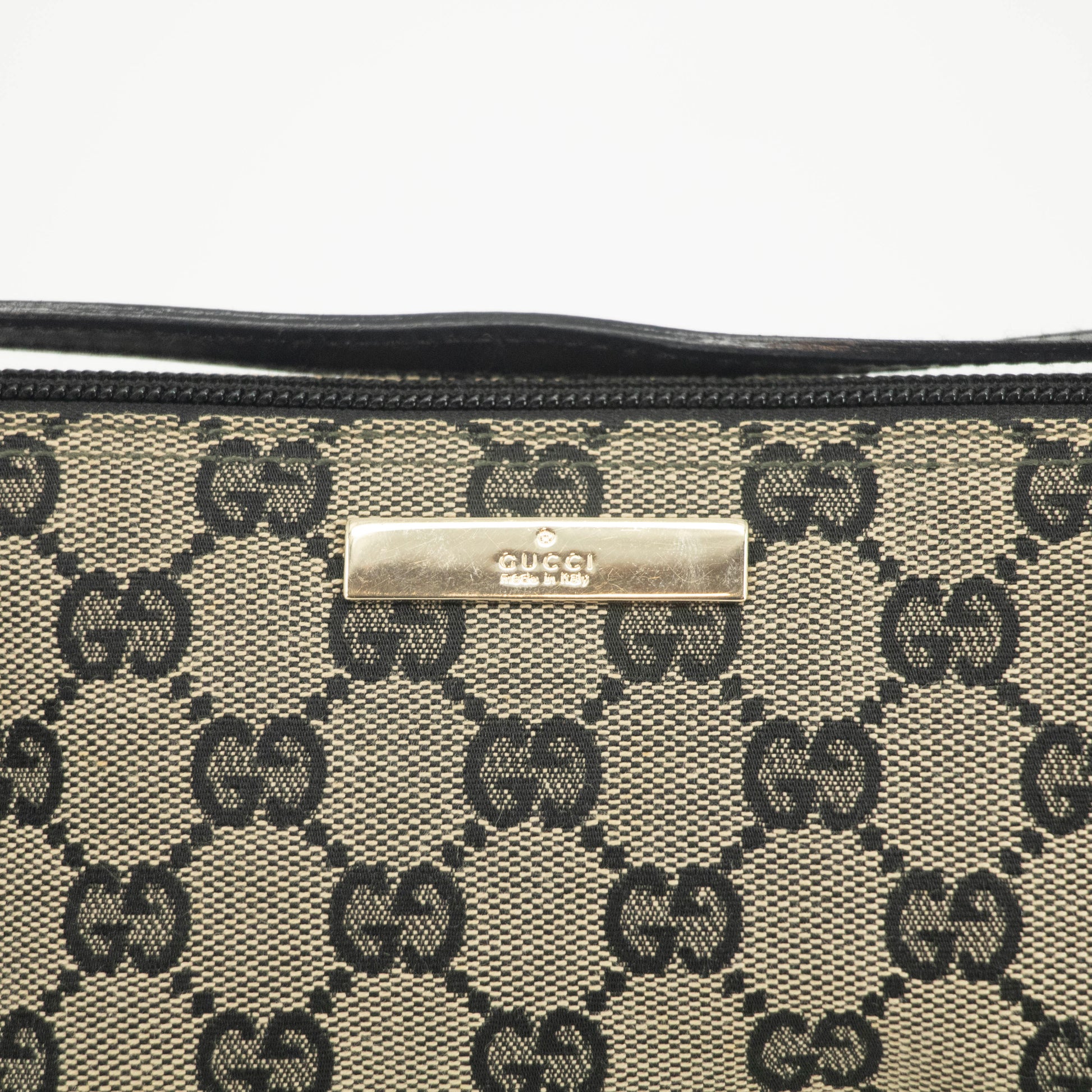 Gucci GG Canvas Black Beige x Black Pochette Bag #4695