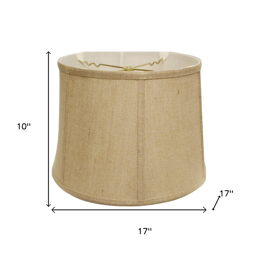17" Golden Fiber Throwback Drum Burlap Lampshade