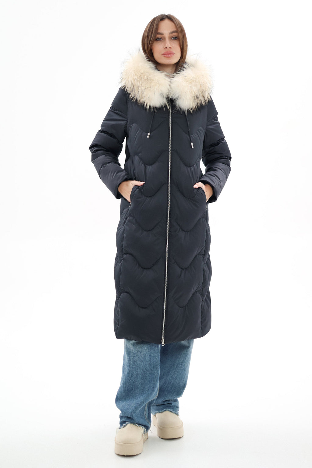 Genuine Fur Trim Down Fill Coat