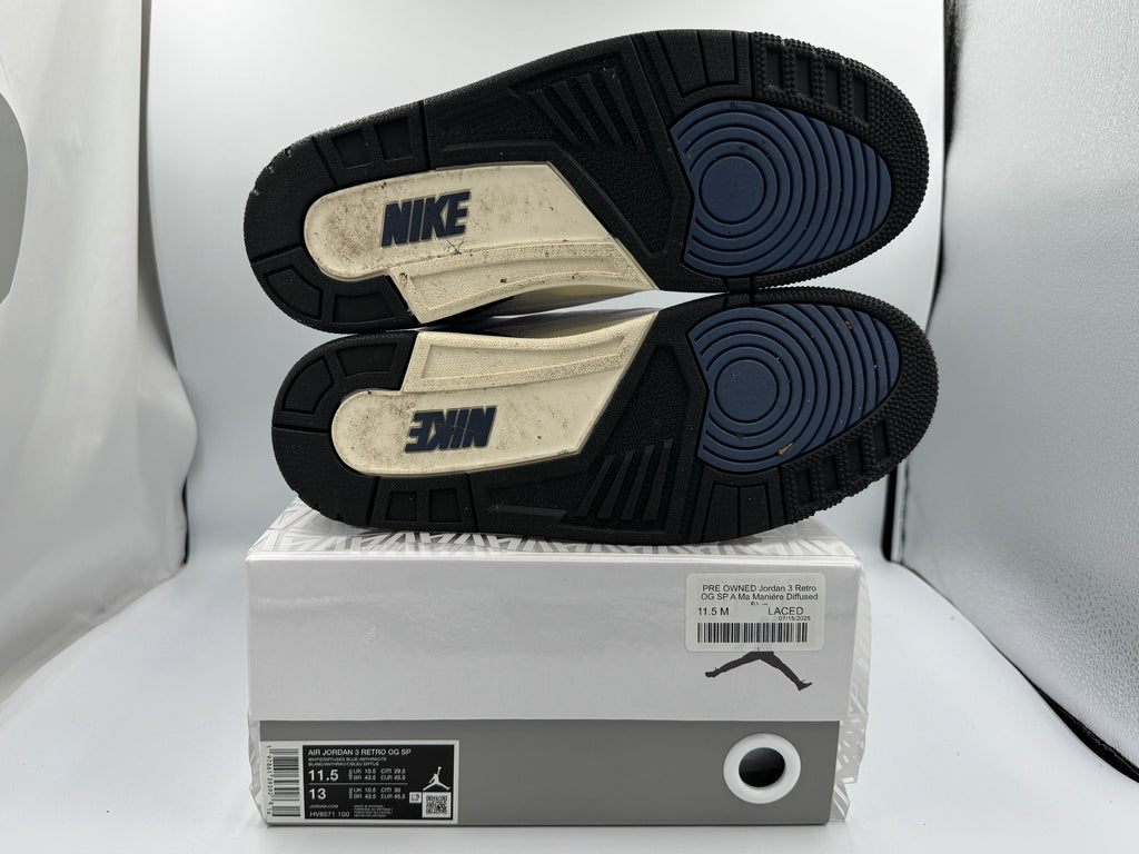 PRE OWNED Jordan 3 Retro OG SP A Ma Maniére Diffused Blue
