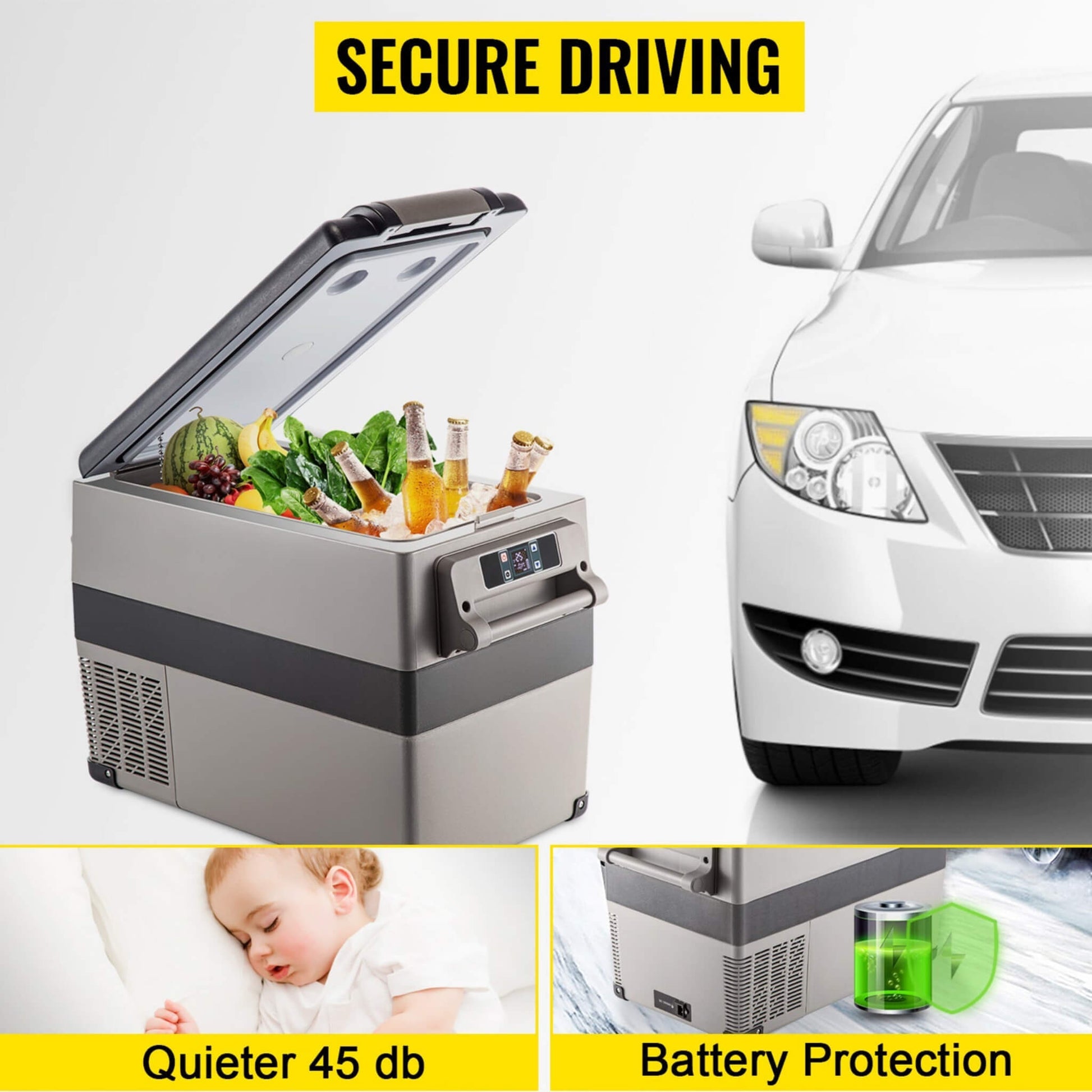 47.5QT Mini Portable Compact 12V Car Refrigerator Freezer Cooler, 45L (SAK68145)